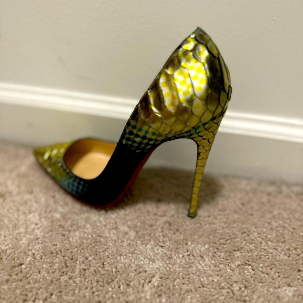 Christian Louboutin So Kate Python heels